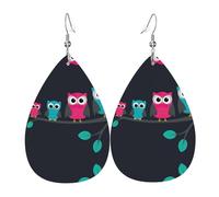 Simpatici orecchini in pelle a forma di gufo, da donna, a goccia, forati, set di orecchini in pelle, regalo di compleanno o di Natale per le donne