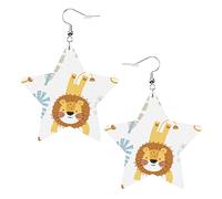 Simpatici orecchini in pelle a forma di stella a forma di leone da donna, semplici orecchini pendenti, regali per lei