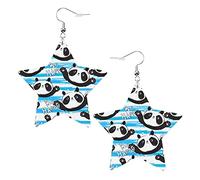 Simpatici orecchini in pelle a forma di stella a forma di panda da donna, semplici orecchini pendenti, regali per lei