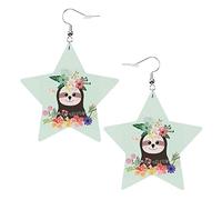 Simpatici orecchini in pelle a forma di stella di bradipo da donna, semplici orecchini pendenti, regali per lei