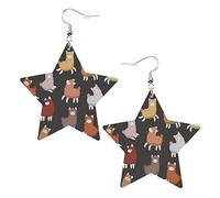 Simpatici orecchini in pelle a forma di stella in alpaca da donna, semplici orecchini pendenti, regali per lei