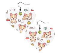 Simpatici orecchini in pelle con motivo Corgi per le donne Ciondolano l'orecchino con ciondolo a forma di cuore con gancio Regali per ragazza adulta