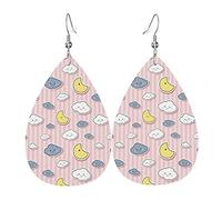 Simpatici orecchini in pelle con nuvole adorabili per le donne ciondolano l'orecchino con pendente a goccia con regali a gancio per ragazza adulta