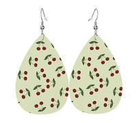 Simpatici orecchini in pelle PU con motivo a ciliegia Orecchini a goccia Orecchini pendenti a goccia per matrimonio da sposa per ragazze da donna