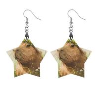 Simpatici orecchini pendenti da donna Capybara, alla moda, in legno, stampati, con pendente a goccia, Love, Legno, Nessuna pietra preziosa