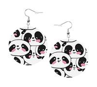 Simpatici orecchini per bambini panda Parigi Torre Eiffel Orecchini in pelle a forma rotonda Leggeri pendenti Gioielli da donna per ragazze, perfetti da indossare tutti i giorni