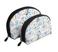 Simpatici orsi Koala e floreali, Borsa per trucco a conchiglia Portamonete da donna Borsa da toilette piccola Borsa per cosmetici 2 pezzi