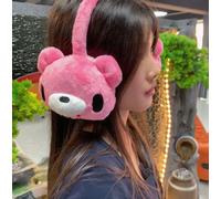 Simpatici paraorecchie in peluche rosa con un design a forma di orso. Morbido, accogliente e perfetto per aggiungere un dolce tocco ai giorni freddi.