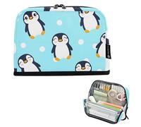 Simpatici pinguini blu a pois grandi astuccio con cerniera astuccio per matite astuccio per matite carino portapenne borsa per ragazze stampa floreale organizer per forniture per il rientro a scuola