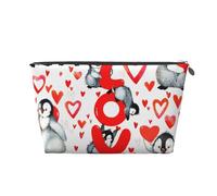 Simpatici pinguini per San Valentino, Borsa da toilette Borsa per trucco Borsa per cosmetici Borsa da toilette da viaggio portatile