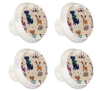 Simpatici pomelli decorativi per cassetti con nastri colorati sul collo, pomelli decorativi per cassetti con viti, maniglie per mobili per la casa, confezione da 4