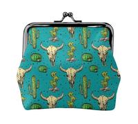 Simpatici portafogli da donna con cactus e teschio di toro, portamonete da donna, piccolo portafoglio da donna, adatto per le donne, elegante e personalizzato, nero, taglia unica, Art Deco, Nero ,