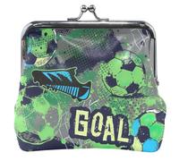 Simpatici portafogli in pelle per monete e sacchetti, simpatico lucchetto da bacio, design da calcio, verde, verde freddo, taglia unica, Verde calcio, Taglia unica, Classico