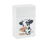 Simpatici portasigarette a forma di mucca che mangia pizza, in plastica, con scatola portasigarette, accessori portatili per fumatori, per uomini e donne.