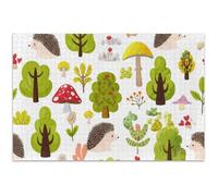 Simpatici puzzle per adulti con ricci e piante in stile cartone animato, 500 pezzi, paesaggio floreale, divertente puzzle per adulti, elefante bianco, regalo per feste, 50,8 x 37,9 cm
