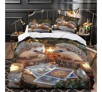 simpatici ricci Impressione 3D 3 pz fodera per edredone lettura dei tarocchi fantasy coperteletto microfibra morbida traspirante per ragazzi ragazze donne Single (135x200cm)