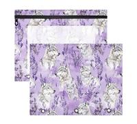 Simpatici sacchetti per raccoglitori con fiori viola, con 3 occhielli rinforzati, tasca a 3 fori, per lettere di carta A4, confezione da 2 articoli per la casa per studenti