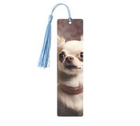 Simpatici segnalibri a forma di chihuahua con nappe, segnalibro in legno per donne e uomini, segnalibro fatto a mano per gli amanti dei libri, segnapagine di lettura, etichette in legno, ornamenti