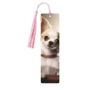 Simpatici segnalibri a forma di chihuahua con nappe, segnalibro in legno per donne e uomini, segnalibro fatto a mano per gli amanti dei libri, segnapagine di lettura, etichette in legno, ornamenti
