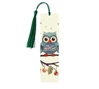 Simpatici segnalibri natalizi in legno con gufi su ramo per gli amanti dei libri, segnalibri fai da te in legno da appendere con nappe colorate etichette per regali in legno, ornamenti, regalo