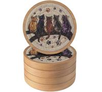 Simpatici sottobicchieri assorbenti, Eykao Cat sottobicchieri per bevande, 5 sottobicchieri in legno per tavolino da caffè, regalo di inaugurazione della casa per la casa in campagna, 10,2 cm