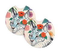 Simpatici sottobicchieri auto tigre bianca, confezione da 2 sottobicchieri universali per auto, accessori per interni auto, 2,7 pollici, e (circa 6,9 cm).
