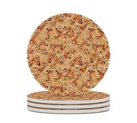 Simpatici sottobicchieri rotondi in ceramica con giraffa, confezione da 4, assorbenti, per bevande e tavoli, diametro 10,4 cm (4,1 pollici).