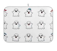 Simpatici tappetini bianchi per scolapiatti con mostri di Halloween, per bancone della cucina, reversibile, assorbente, protezione per piano di lavoro della cucina, 40,6 x 45,7 cm