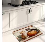 Simpatici tappetini da cucina per pavimento, zucca, gatti, vintage, morbidi, imbottiti, confortevoli, lavabili, antiscivolo, per lavelli da cucina, lavanderia e bagno, 50 x 78 cm