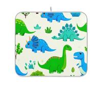 Simpatici tappetini per asciugare i piatti con dinosauri in stile cartone animato, assorbenti e ad asciugatura rapida, tappetino personalizzato per scolapiatti da cucina, 45,7 x 61 cm