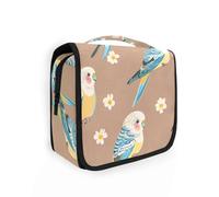 Simpatici Uccelli Bloom Toiletry Borse con gancio appeso Portatile Viaggio Cosmetici Borsa per le Donne Verticale Free-Standing