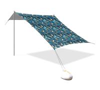 Simpatici uccelli sotto la pioggia, stabile tenda da spiaggia UPF50+, protezione solare impermeabile, con pala di sabbia, sacchi di sabbia, aste di stabilità per campeggio, picnic, cortile e pesca