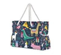 Simpatici unicorni fenicotteri speranza, pizza, animali alpaca, a prova di sabbia, borsa da viaggio con tasche laterali, borsa da viaggio portatile, buona per viaggi, piscina, nuoto, spiaggia