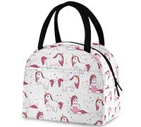 Simpatici unicorni magici Borsa riutilizzabile per il pranzo con tasca frontale Chiusura a cerniera Borsa termica termica isolata per uomo Donna Lavoro Picnic Viaggi Spiaggia Pesca