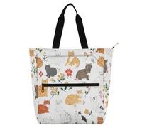 Simpatico American Curl Cats White Kid Tote Bag per bambini adulti borse a tracolla impermeabile scuola con tasche con cerniera per scuola lavoro viaggi arcobaleno