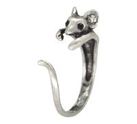 Simpatico anello a forma di animale, anello regolabile a forma di topo, anello aperto in metallo, da donna, gioiello da donna per adolescenti e ragazze