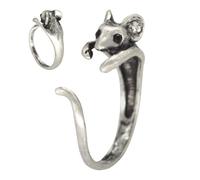 Simpatico anello a forma di topolino - anello regolabile - anello aperto da donna in metallo a forma di animale, gioielli per adolescenti, ragazze e madri
