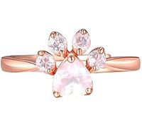 Simpatico anello regolabile aperto con artigli di gatto con zampa d'orso per matrimonio romantico regalo d'amore in cristallo rosaProfessionale e alla moda