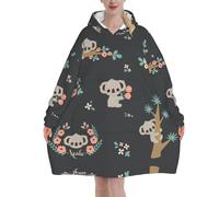 Simpatico animale 3D Koala,Felpa con cappuccio oversize da donna, felpa con cappuccio, coperta in flanella