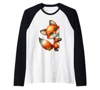 Simpatico Animale Adorabile Volpe Che sbircia Maglia con Maniche Raglan