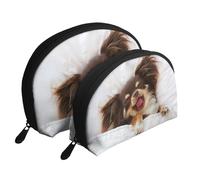 Simpatico animale cane Chihuahua, Borsa per trucco a conchiglia Portamonete da donna Borsa da toilette piccola Borsa per cosmetici 2 pezzi