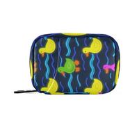 Simpatico animale colorato fluorescente anatroccolo medicina organizzatore borsa con scomparti staccabili riutilizzabile pillola organizzatore 3 volte al giorno per borsa