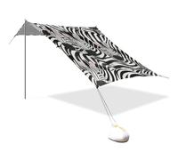 Simpatico animale dei cartoni animati bianco e nero progettato UPF50 pieghevole Beach Cabana leggero riparo dal sole con sacchi di sabbia e pala per viaggi in famiglia, picnic e campeggio sombrillas