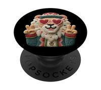 Simpatico animale divertente leone segno della pace colorato design retrò PopSockets PopGrip Adesivo