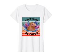 Simpatico Animale edificante Capybara, Non Fruit of Loom Original T Simpatico Animale edificante Capybara, Non Preoccuparti Maglietta con Stampa Grafica Economica, Donna, Bianco, M Donna (Pacco da 1)