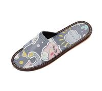 Simpatico animale gatto fantasia grigio argento pantofole per le donne uomini indoor riutilizzabile accogliente stampa personalizzata Open Toe Slide Slipper per gli ospiti, hotel, viaggi, aereo