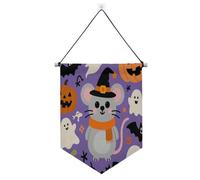 Simpatico animale grigio per Halloween decorazioni di Halloween banner da appendere alla parete con asta telescopica porta banner decorazioni da cortile all'aperto per ufficio, scuola, aula