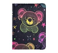 Simpatico animale Koala Bear Neon Star Porta passaporto in pelle Vaccino Custodia Protettiva Custodia per Documenti Organizer Holder Accessori Leggero, Carino animale koala orso neon stella, 1 size