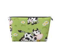 Simpatico animale mucca verde, Borsa da toilette Borsa per trucco Borsa per cosmetici Borsa da toilette da viaggio portatile