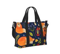 Simpatico animale volpe fiore stampa donne uomini borsa a mano da viaggio leggera pieghevole campeggio uso quotidiano attività all'aperto